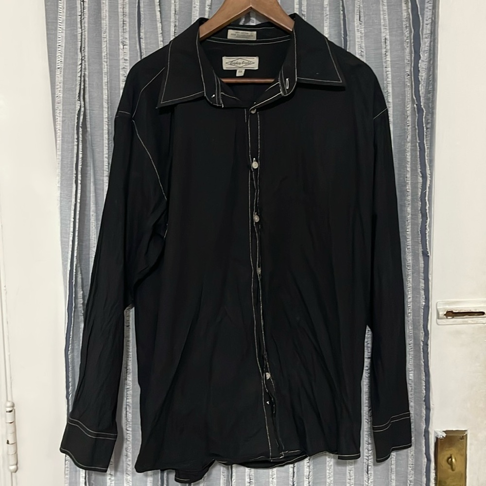 Black white-lined button up shirt